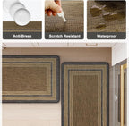 KIMODE Anti Fatigue Kitchen Mats, Boho Distressed Kitchen Floor Mats 20"x47"+20"x32", Non Slip Waterproof Kitchen Rugs, Padded Comfort Standing Mats for Laundry Office Sink Desk Grey/Brown