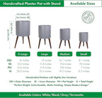 D'vine Dev 14 Inch Planter Pot with Stand, Mid-Century Tall Plant Pot with Legs for Indoor Plants, X-Large, Grey, 88-O-D-3