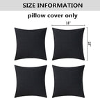 Home Brilliant Throw Pillow Covers 18 x 18 inch Set of 4 Decorations Lined Linen Fall Square Throw Pillow Cases for Couch, 45cm, Black
