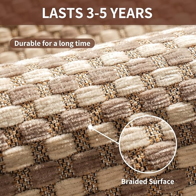 Kitchen Mat Kitchen Rugs Sets of 2 PCS Non Slip Washable, Super Absorbent Soft Braided Kitchen Mats for Floor, Rubber Backing Comfort Standing Kitchen Sink Mat Runner Rug, Brown 17"x28"+17"x59"