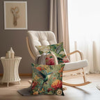 Vintage William Morris Hummingbird Pillow Cover 18x18 Set of 2,Rustic Green Hummingbird Bird Animal Floral Botanical Print Decorative Throw Pillow Covers for Home Bedroom Living Room