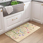 KIMODE Anti Fatigue Mats for Kitchen Floor 17.3"x29", Cushioned Kitchen Rugs, Non Slip Waterproof Kitchen Floor Mat, Floral Comfort Standing Mat for Laundry, Office, Sink, Desk Brown