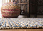 SAFAVIEH Cape Cod Collection Accent Rug - 4' x 6', Natural & Blue, Handmade Flat Weave Jute, Ideal for High Traffic Areas in Entryway, Living Room, Bedroom (CAP250A)