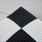 Fancy Homi Set of 2 Black White Decorative Throw Pillow Covers 18x18 Inch with for Couch Bed Sofa Living Room, Soft Cross Patchwork Striped Corduroy Modern Square Cushion Case 45x45 cm