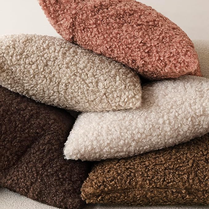 Foindtower 2 Pieces 22x22 Inch Dusty Pink, Faux Fur Throw Pillow Cover Accent Sherpa Furry Pillow Covers Fuzzy Soft Pillowcases Cozy Sheepskin Decorative Fleece Cushion Case for Bed Couch Living Room
