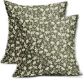 Olive Green Pillow Covers 16x16 Set of 2 Vintage Floral Rustic Old Style Cute Flower Print Decorative Outdoor Pillowcases Seasonal Farmhouse Throw Cushion Case Decor for Couch Sofa Bed