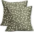 Olive Green Pillow Covers 24x24 Set of 2 Vintage Floral Rustic Old Style Cute Flower Print Decorative Outdoor Pillowcases Seasonal Farmhouse Throw Cushion Case Decor for Couch Sofa Bed