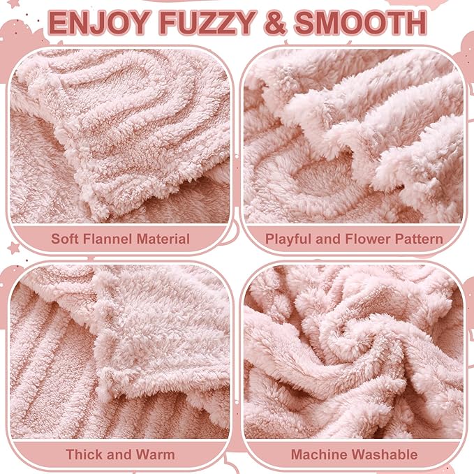 8 Pcs 3D Boho Baby Blanket for Girls Boys Fluffy Toddler Blanket Soft Warm Newborn Toddler Receiving Crib Stroller Blankets Infant Gift for Baby Shower, 32" x 24" (Rainbow)