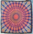 ICC 24" Orange Peacock Mandala Barmeri Large Floor Pillow Cover Cushion Meditation Seating Ottoman Throw Cover Hippie Decorative Zipped Bohemian Pouf Ottoman Pom Pom Cases 24" Square
