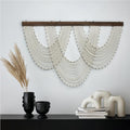 HVEST Large Macrame Wall Hanging Boho Decor- White Bohemian Macrame Wall Art- Geometric Modern Craftsmanship Handmade Woven Tapestry for Bedroom Living Room Backdrop- 47W X 30L inches
