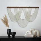 HVEST Large Macrame Wall Hanging Boho Decor- White Bohemian Macrame Wall Art- Geometric Modern Craftsmanship Handmade Woven Tapestry for Bedroom Living Room Backdrop- 47W X 30L inches