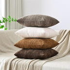 Set of 4 Soft Textured Decorative Throw Pillow Covers 20x20 Inch Cozy Farmhouse Cushion Cover Square Accent Pillow Cases for Bed Couch Sofa Living Room, Beige Taupe Brown