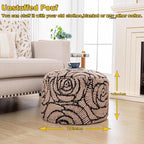 Asuprui Fluffy Flower Pouf Ottoman Cover Only – 20"x14" Round Plush Fuzzy Pouf Shell for Footrest, Stool or Floor Seat, Soft Removable Home Decor (No Insert Included) (Coffee)