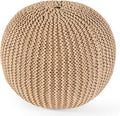 Pouf Ottoman Stuffed Round Modern Foam Filled Foot Rest Poufs for Living Room Chair Decorative 20 X 14 Inches Boho Relax Stool for Wedding Christmas Party, (Khaki, 20inch)