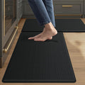Color&Geometry Anti Fatigue Cushion Padded Kitchen Mat for Floor - 17x29+17x29,Easy Clean, Water & Oil Proof, Non Slip, Foam Rubber Small Runner Rug for Front Sink Comfort Standing, Black Set of 2