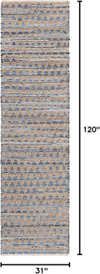 Unique Loom Chindi Jute Collection Area Rug (2' 7" x 10' Runner, Navy Blue/ Natural)