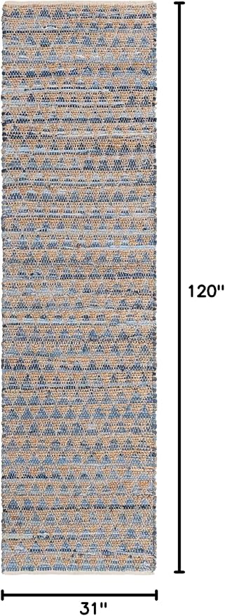 Unique Loom Chindi Jute Collection Area Rug (2' 7" x 10' Runner, Navy Blue/ Natural)