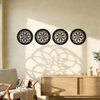 Set of 2 Boho Round Wall Mirror - Circle Matte White Metal Shatterproof Hanging for Wall Decor, Modern Farmhouse & Rustic Vintage Accent for Living Room, Dining Room, Bathroom & Entryway