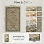 Retro Distressed 3x5 Area Rugs Washable Non Slip, Medallion Printed Small Foyer Throw Rugs for Entryway, Thin Carpet for Bedroom/Mudroom/Dorm/Bathroom/Kitchen/Closet, Multi Brown Olive Accents