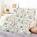 Throw Blanket for Couch, 300GSM Warm Soft Cozy Flannel Blanket, Cute Blanket for All Seasons Bedroom Home Decor Gifts, Cute Flower Cats 50x60 Inches
