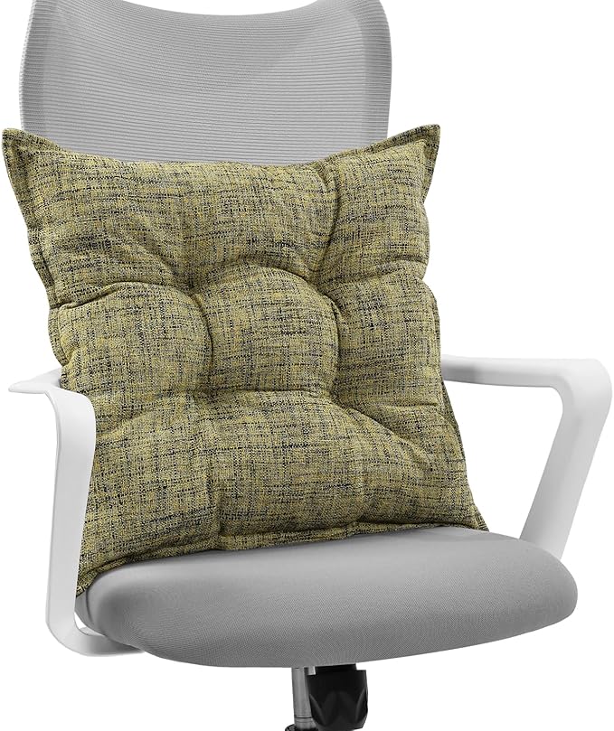 SINSOSSO Large Floor Pillow 22", Thickened Bite-Size Memory Foam Square Non-Slip Cushion for Office Back Support/Indoor Yoga/Chair Seat, Fashionable Color-Blocked Fabric & Washable, Yellow, 1 PCS