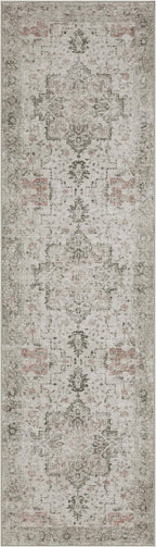 GENIMO Runner Rug 2'6"x5 Machine Washable Non Slip Vintage Hallway Runner Rug, Low Pile Lightweight Rugs for Indoor Entryway, Hallway, Kitchen and Corridor, Light Taupe Brown