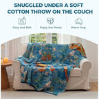 Boho Throw Blanket for Couch Sofa Chair Cotton Spring Blankets for Bedroom Living Room All Season Lightweight Reversible Floral Birds Embroidery Throws 50"x60"
