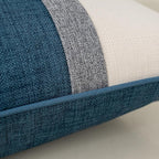 Yangest Patchwork Pillow Cover 24x24 Inch Luxury Cotton and Linen Cushion Cover Square Pillowcover for Couch Bedroom Living Room, Blue