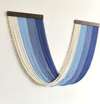 guzhiou Large Macrame Wall Hanging, Boho Wall Tapestry Decor, Fiber Wall Art Background Decor for Living Room Bedroom - Modern Craftsmanship Headboard (Blue)