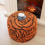 Asuprui Fluffy Flower Pouf Ottoman Cover Only – 20"x14" Round Plush Fuzzy Pouf Shell for Footrest, Stool or Floor Seat, Soft Removable Home Decor (No Insert Included) (Burnt Orange)