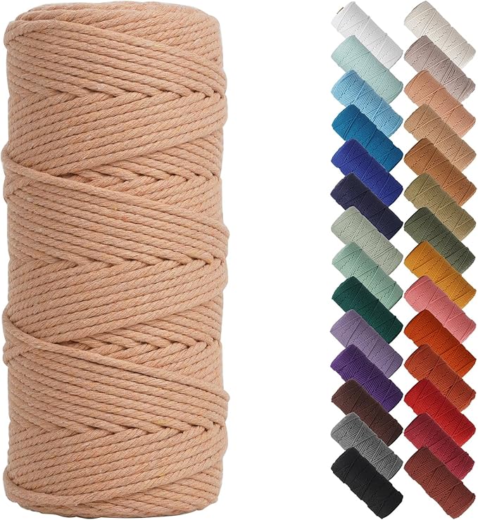 NOANTA Brick Red Macrame Cord 3mm x 109yards, Colored Macrame Rope, Cotton Rope Macrame Yarn, Colorful Cotton Craft Cord for Wall Hanging, Plant Hangers, Crafts, Knitting