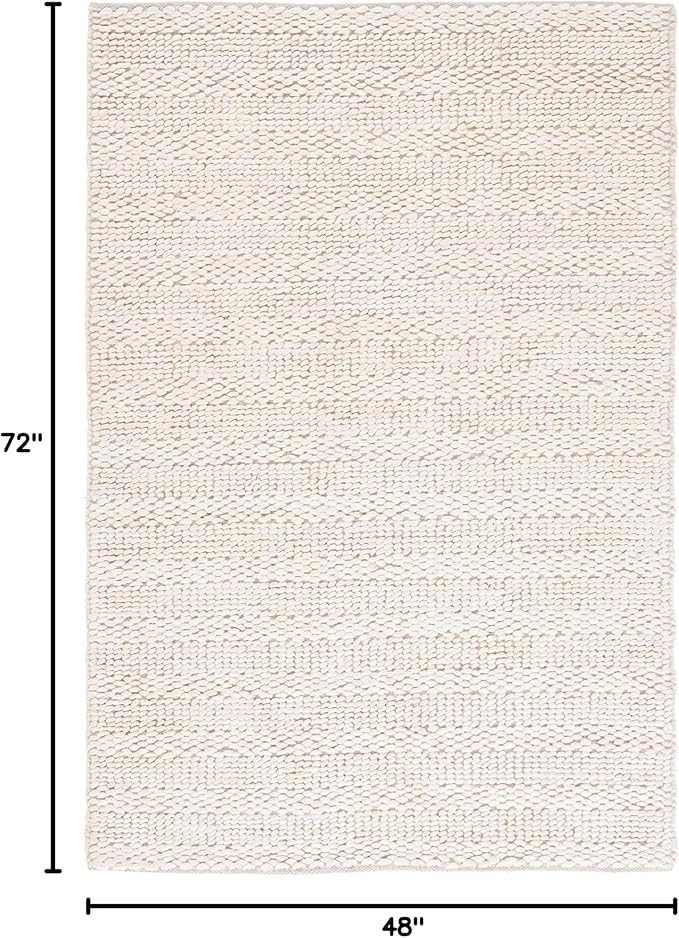 SAFAVIEH Area Rug 4x6 - Natural Fiber Collection - Bleach, Handmade Jute, Braided Woven Design, Ideal for Entryway, Living Room, Bedroom (NF212D)