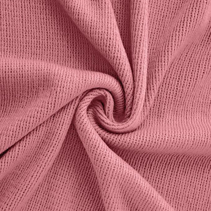 Vonty Dusty Pink Knitted Blanket with Tassels Fringe 50" x 60", Super Soft Knit Throw Blanket, Farmhouse Decorative Lightweight Blanket for Couch, Sofa, Bed