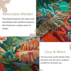 Boho Throw Blanket for Bed 100% Cotton Ultra Soft Rustic Quilt Floral Printed Farmhouse Decor Fall Bed Blankets,80"×90" All Season Rustic Large Throw for Sofa Couch Chair