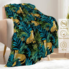 Tropical Leopard Fleece Blanket - Lightweight Soft Cozy Gifts Throw for Nature Lovers,Kids,Women,Men,Exotic Jungle Amongst Lush Greenery Blankets,Wild Boho Home Room Modern Art Decor 50x60in