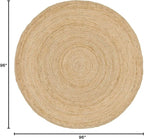 Unique Loom Braided Jute Collection Area Rug - Dhaka (8' Round, Natural)