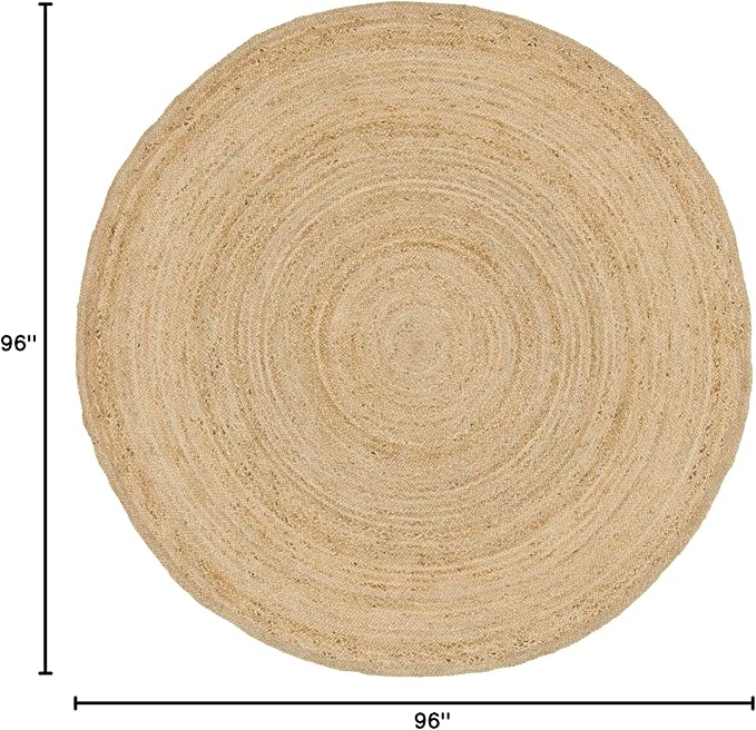 Unique Loom Braided Jute Collection Area Rug - Dhaka (8' Round, Natural)