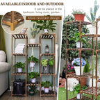 Uneedem Plant Stand Indoor Outdoor, Tall Plant Shelf for Multiple Plants, 10 tiers 11 Pot Large Plants Holder Rack Wood Plant Shelves for Room Corner Balcony Garden Patio