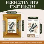 Boho Wooden Picture Frame with Wicker Accent | For 4x6 Photo or Artwork | 7x9 Inch Outer Edge | Bohemian, Coastal or Biophilic Style, Wall & Tabletop Decor Picture Frame, All Natural Wood & Seagrass | Golden Brown