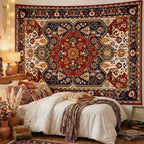 Apdidl Boho Hippie Wall Tapestry for Bedroom Aesthetic, Mandala Indian Bohemian Tapestries Art Decor, Vintage Orange Floral Cool Vertical Wall Hanging for Living Room Dorm 51" X 60"