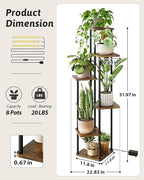 Plant Stand with Grow Light for Indoor Plants Corner Plant Stand 6 Tier Metal Plant Shelf Tall Plant Stand Plant Table Flower Stand for Living Room Bedroom Balcony Patio Brown Oak