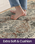 DEXI Kitchen Mats for Floor Cushioned, 23x59 Extra Large Wide Runner Rug Non Slip, Waterproof Soft Comfort Standing Padded Anti Fatigue Decorative, Cream Red