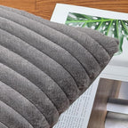 16x16 Throw Pillow Covers Set of 2, Decorative Faux Fur Covers for Bed, Couch Soft Fluffy Pillow Cover with Velvet Back for Living Room, Neutral Home Décor Accent for Sofa - Dark Gray