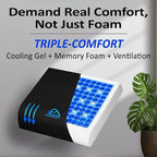 Premium Large Gel Seat Cushion, Memory Foam Seat Cushion for Recliner, Wheelchair, Office Chair, Car, Floor, Dining Chair, Sciatica, Coccyx, Back Pain & Pressure Sore Relief, Design with Ventilation