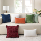 decorUhome Chenille Soft Cozy Throw Pillow Covers 18x18 Set of 2, Modern Farmhouse Boho Velvet Decorative Pillow Cases with Stitched Edge for Couch Sofa Bed Home Decor, Rust