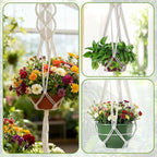 Set of 2 Boho Macrame Plant Hanger, 37 Inch Extra Long Plant Hangers Indoor, Hanging Plant Holder for Indoor Plants, Macrame Pot Holder, Hanging Macrame Basket Indoor Garden Decor