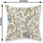 Chinoiserie Pillow Covers 18x18 Set of 2 Blue Green Bird Floral Throw Pillows Vintage Blue Flowers Decorations Outdoor Pillowcase Chinoiserie Decor Farmhouse Linen Cushion Case for Couch Home