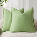 Foindtower Pack of 2, Decorative Linen Soild Throw Pillow Covers Soft Accent Euro Cushion Case Boho Farmhouse Pillowcase for Chair Couch Sofa Bedroom Living Room Home Decor 20 x 20 Inch Lime Green