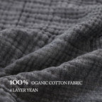 Boho Throw Blanket, 100% Cotton Ultra Soft Luxury Throw Rustic Quilt, Muslin Breathable Soft Bed Throw ，All Throw for Sofa Couch Chair 60×80 Inch (Grey Blanket, 60x80 Inch)