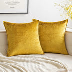 MIULEE Pack of 2 Decorative Velvet Throw Pillow Covers Soft Pillowcase Solid Square Cushion Case for Sofa Bedroom Car 24x24 Inch 60x60 Cm Golden